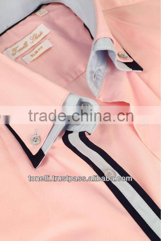 Mens Double Collar Pink Business Shirts - Free Worldwide Shipping