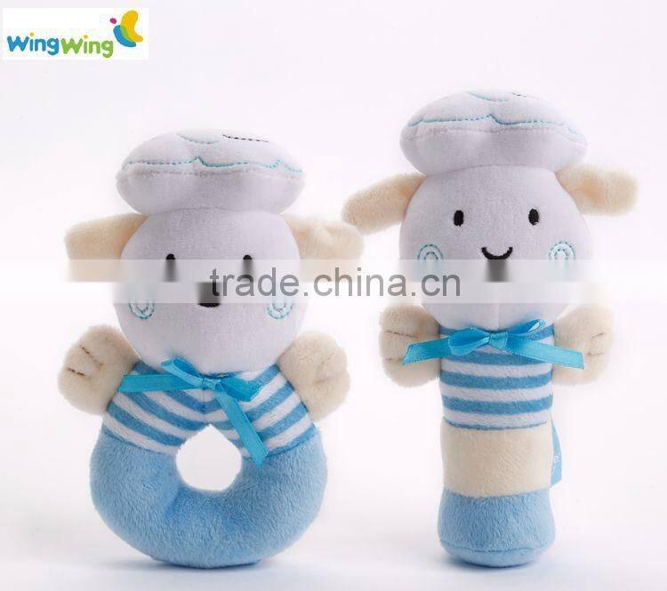 Promotional wholesale soft animal plush rattle toy custom baby rattle
