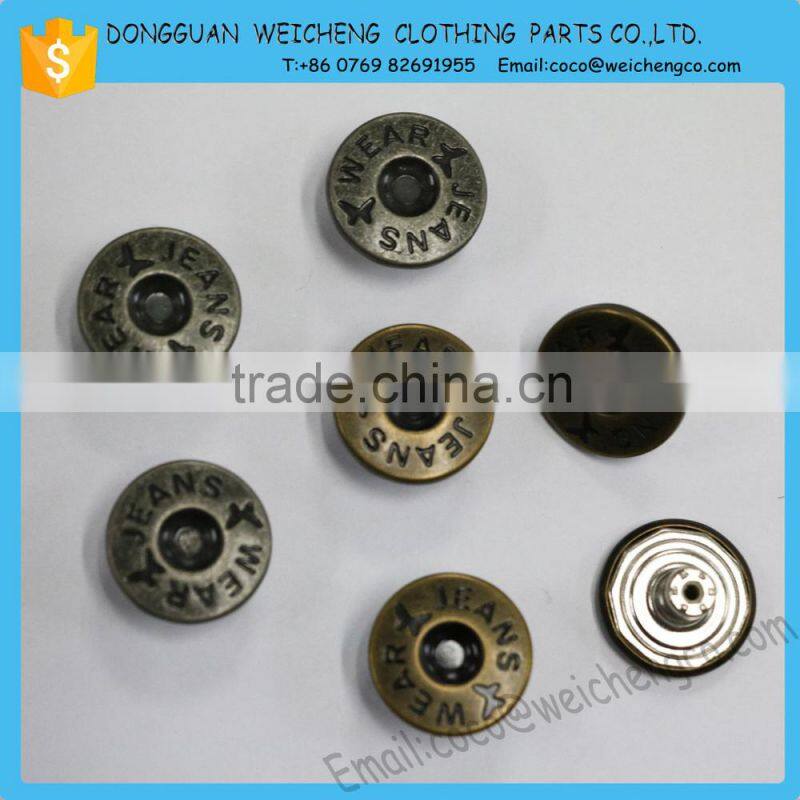 20mm metal Rhinestone jean button metal shank /Fashion garment custom made metal jeans button