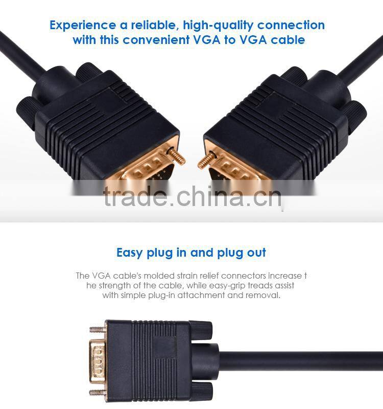 Gold Plated HD 15 M/M 3+4 VGA Monitor Cable with Ferrites 6 Feet, 100% Bare Copper