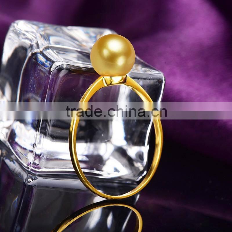 18k gold ring 7-7.5mm golden salt water akoya vintage pearl engagement ring