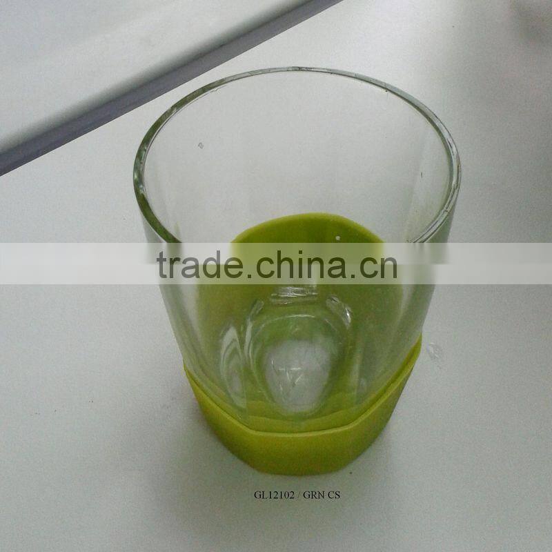 clear drinking glass tumbler with silicone sleeve