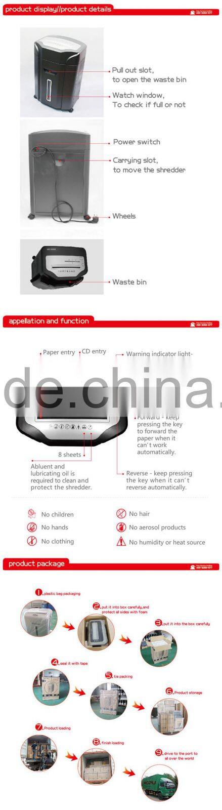 movable office high quality shredder plastic automatic
