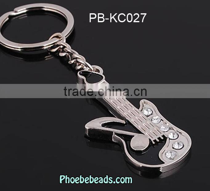 Wholesale Fashion Design Crystal And Metal Mini Guitar Keychain PB-KC027