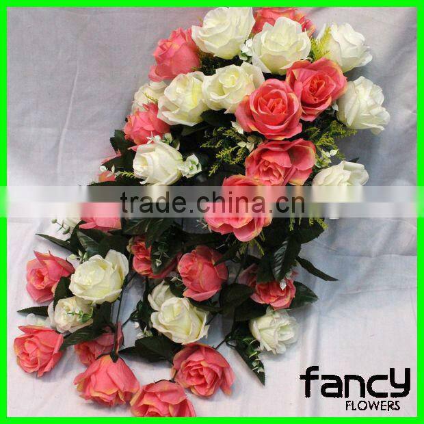 Wholesale 18 heads artificial rose for wedding hall decorations