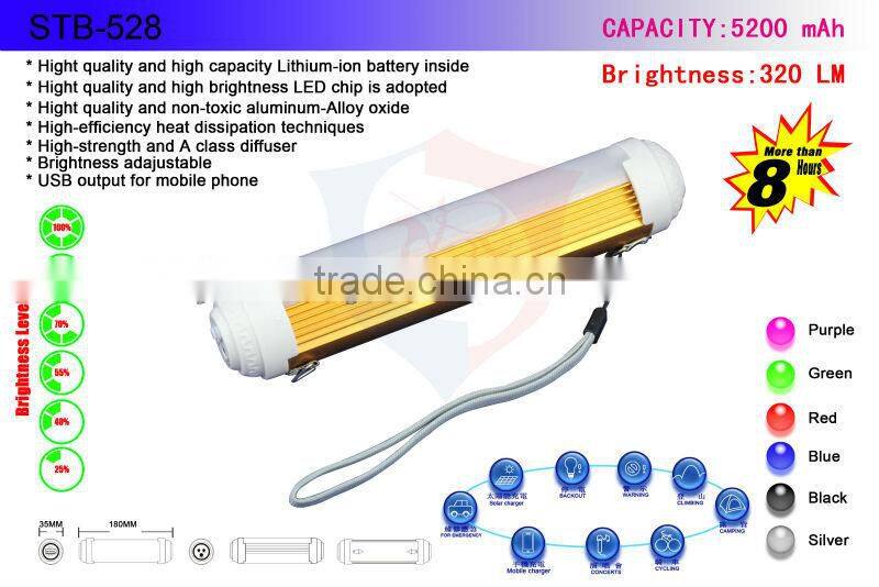 IP65 Waterproof LED Light Stick Emergency Charger Portable Flashlight Torch Camping Outdoor Lamp+Power adapter