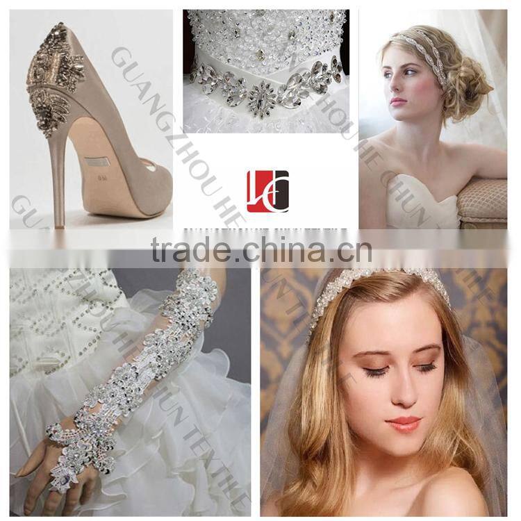 HC-4530 Hechun Hand Made Sew White Flower Wedding Dress Crystal Sash