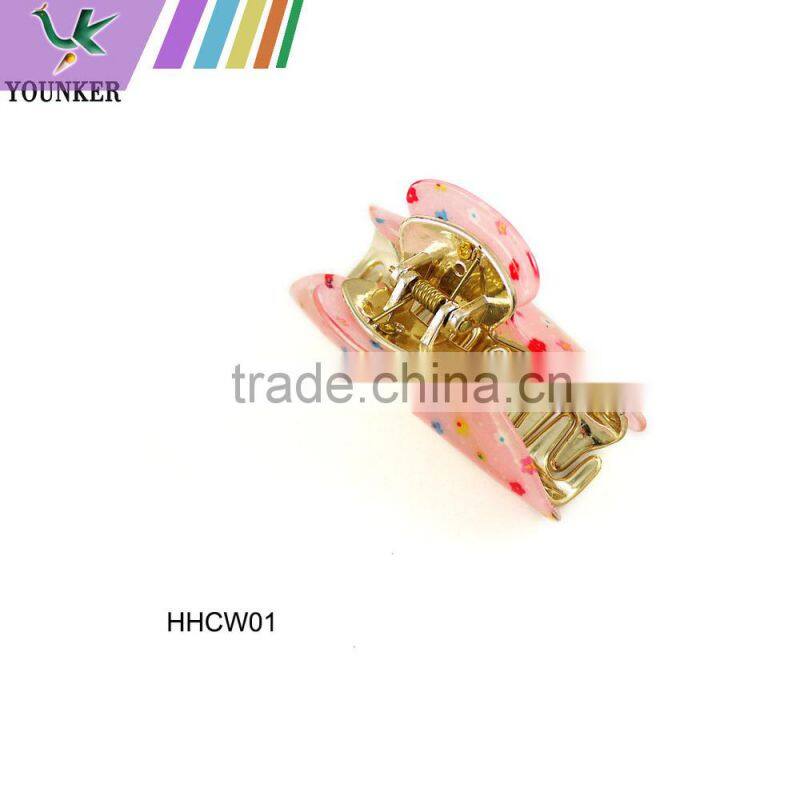 Women New Flower Print Plastic Hair claw