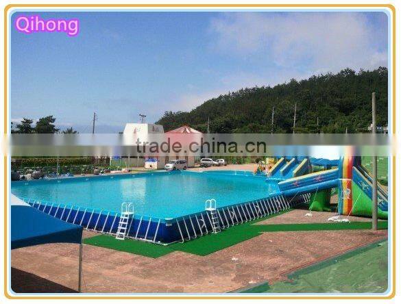 2016 new top selling non inflatable pool, metal frame swimming pool with water slide, custom inflatable pool