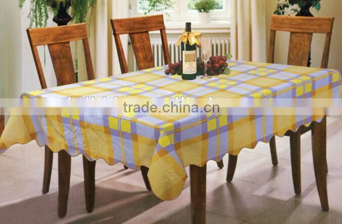 printed 52" round Vinyl table cloth with flannel backing, cheap price and good quality table cover