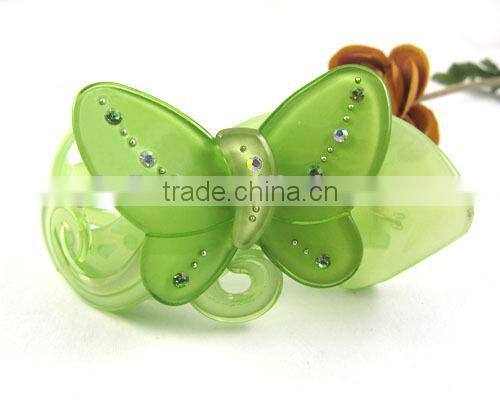 New Hair Bow Hairpin Claw Clip Green Butterfly Acryl Rhinestone