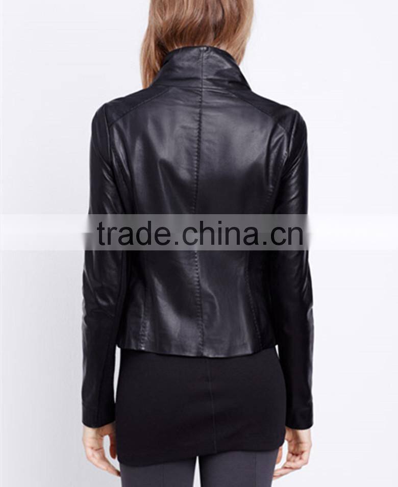 China Wholesale Supplier Cool Shinny Black Pu Leather Jacket For Women