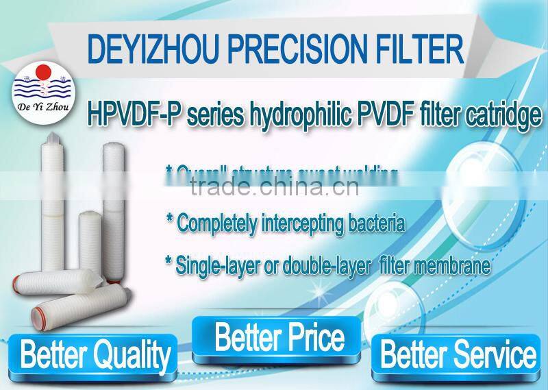 High flow rate Hydrophilic PVDF pleated filter element