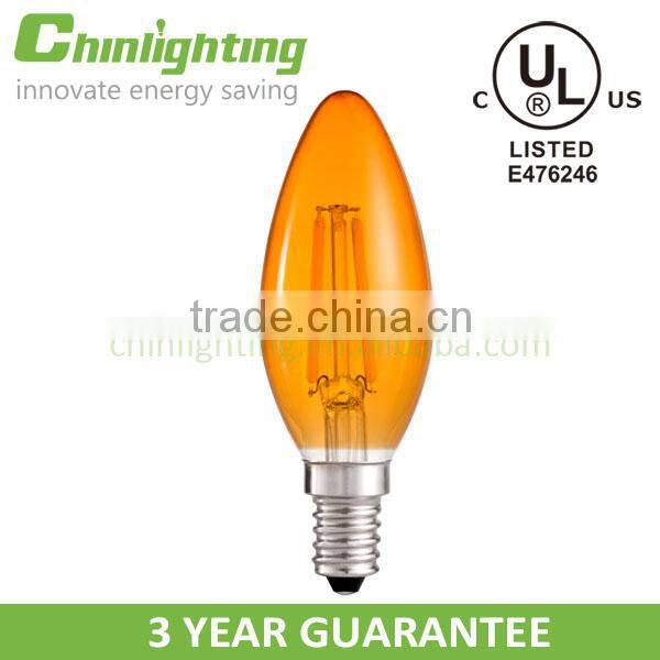 2016 hot selling LED candle light bulbs C35F E14 2W Dimmable led filament bulb