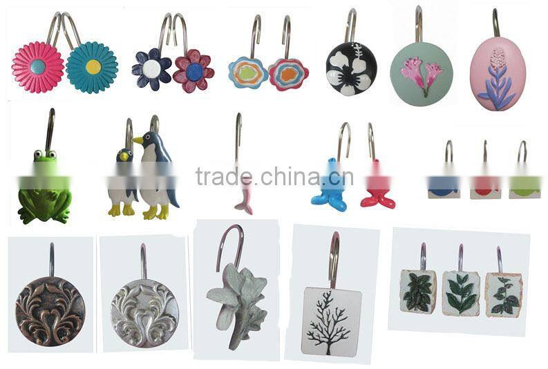 Lovely duck painted shower curtain hooks