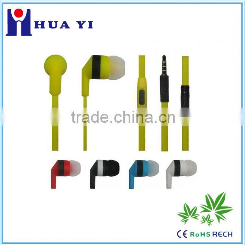 colorful new flat cable earbuds earphone with mic handsfree