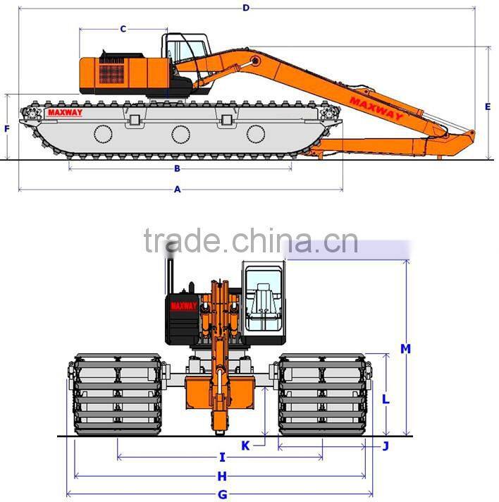 4x4 Full Drive ( 4WD ) Wetland Excavator Equipped, CE , EPA , SGS, ISO , Model: MAX220SD-4