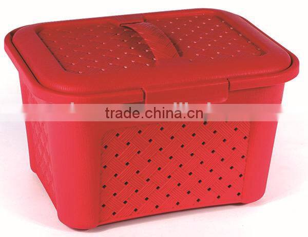 Popular Rectangle Plastic Storage Basket with Lid
