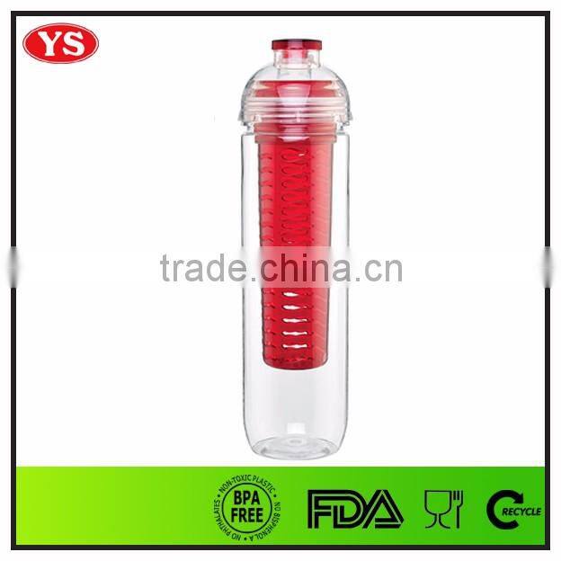 Eco-friendly BPA Free 800 ml plastic fruit infuser water bottle for drinking