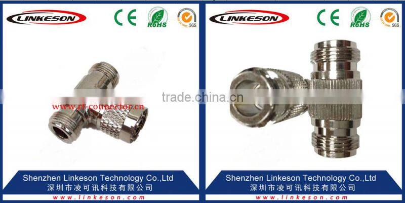 (manufactue ) F Plug male to female to Jack female T Type 3 Way RF Adapter Connector