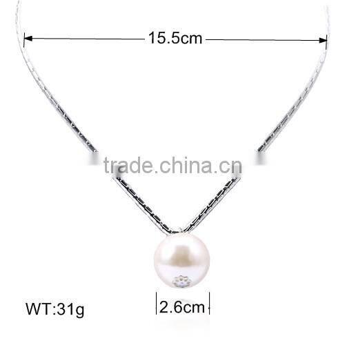 Latest beautiful wholesale silver chain big pearl classical style elegant necklace