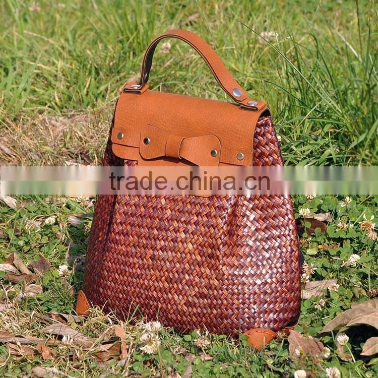 2016 New cheap straw bag ladies handbag thailand straw bag for women light straw backpack