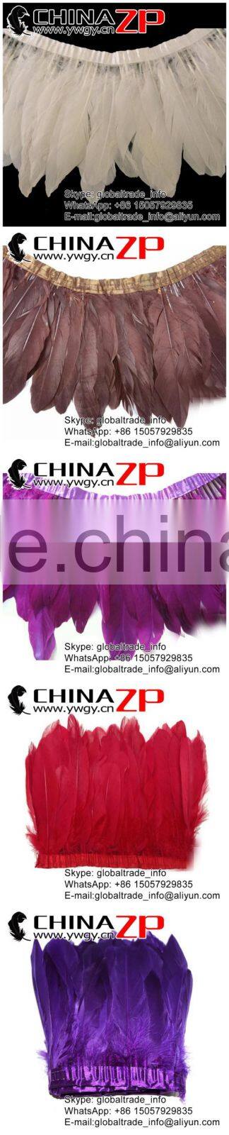 ZPDECOR No.1Feather Supplier in China Goose Feather Size 15-20 cm Beige Feather Trimming Fringe