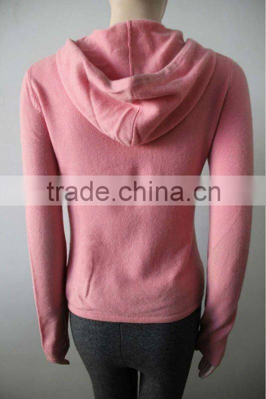 100%cashmere cardigans with zipper, hooded sweater