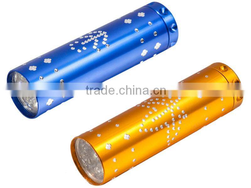 Surface carving craft exquisite design multi-colors 9 LED mini led light cheap flashlight