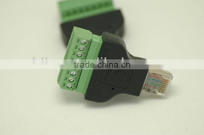 Ethernet RJ45 Male Plug To AV Screw Terminal 8pin Block Converter Adapter