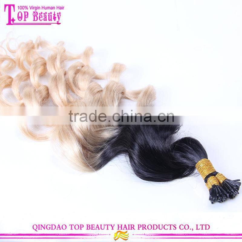 Hot selling I tip brazilian hair extension #1b #22 i tip hair extension kinky curly