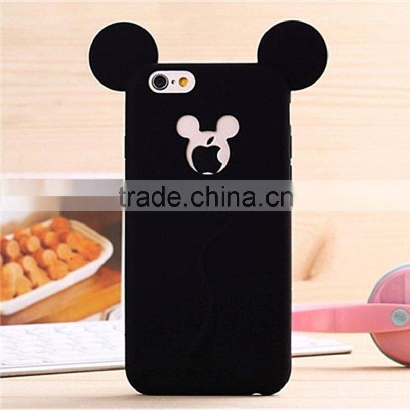 soft silicone Material colorful 3D cartoon Mickey mouse ear phone cover For iphone5 6 6s 7 plus cases