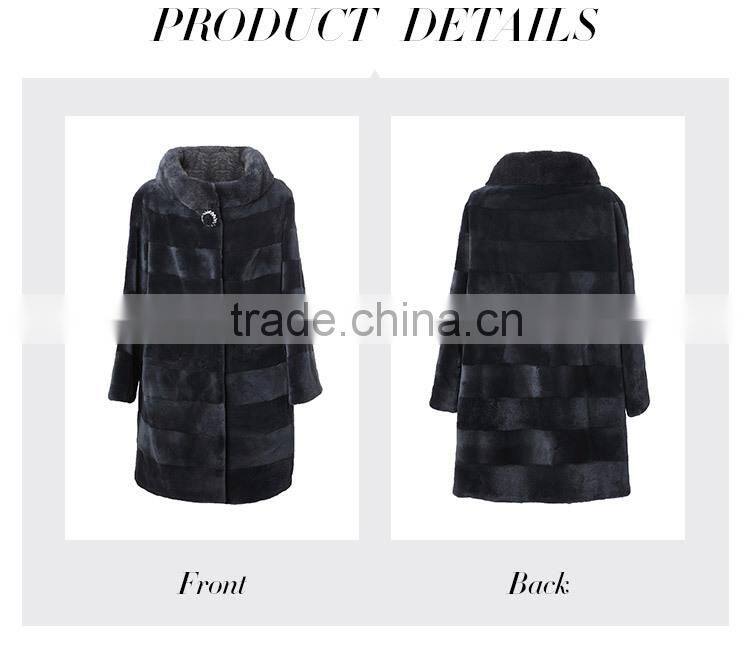 Hot sale real natural cashmere fur coat for winter overcoat