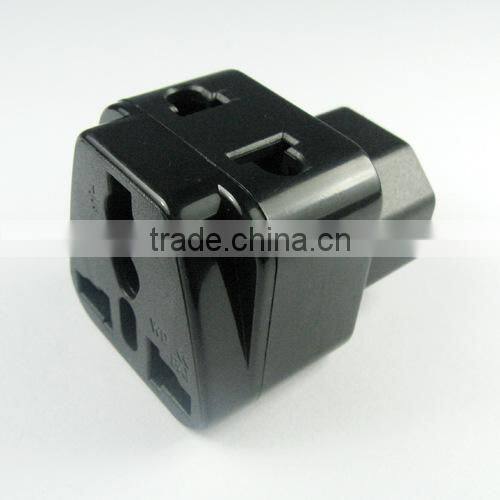 Plug with socket type double adapter plug universal to IEC C14 male plug adapter converter CE