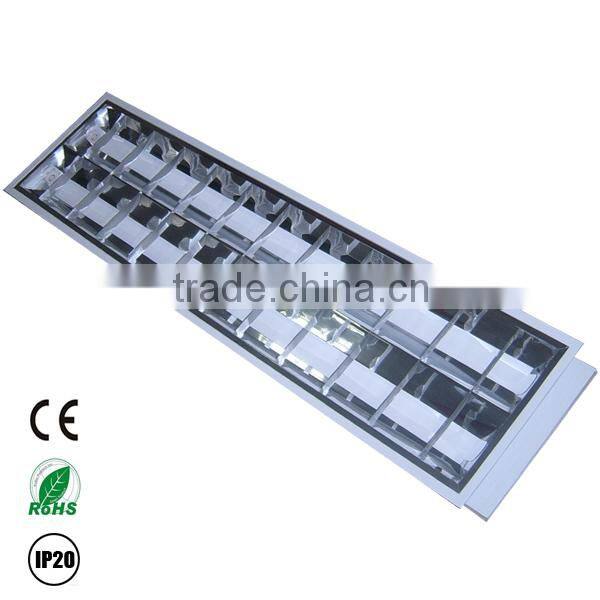 T8 4x18w fluorescent fixture grill with aluminum reflector