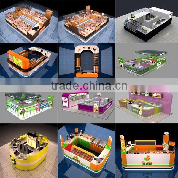 Attractive Wooden Mall Food Kiosk of juice bar counter for sale
