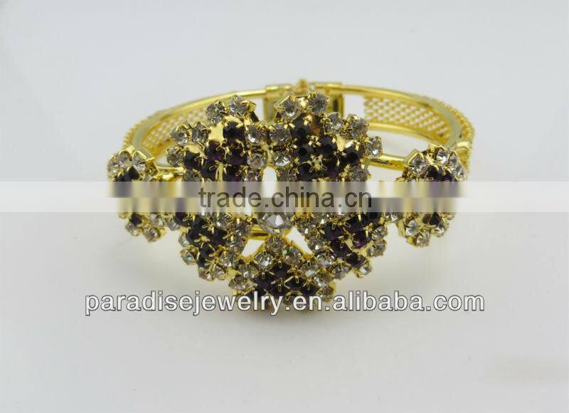 Heart shape design handmade rhinestone alloy cuff bracelet&bangle -SB0010