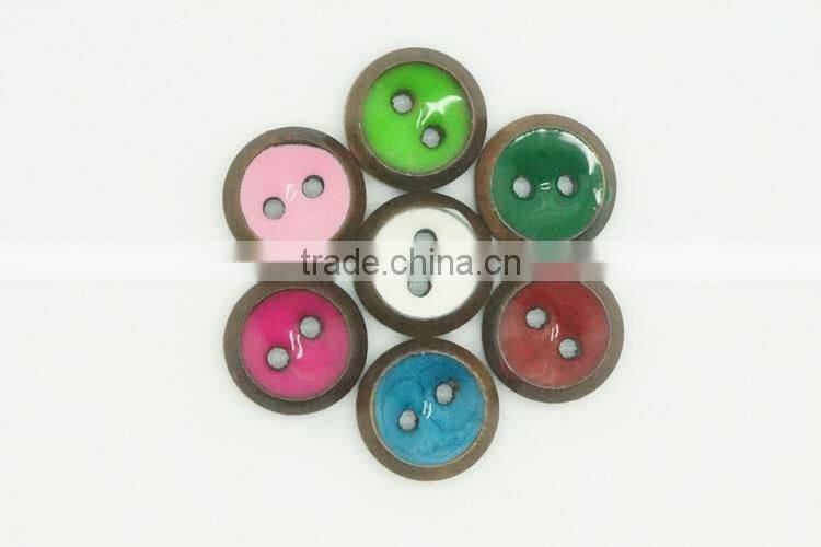 Fancy 2 Holes Colorful Red, Pink, White, Green, Blue High Quality Wood Shirt Button
