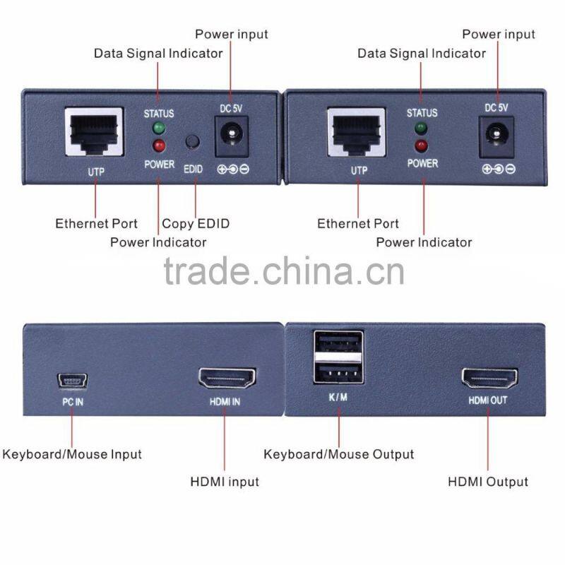 Support copy EDID and KVM/usb function 3D hdmi transmitter extender 60m over cat6