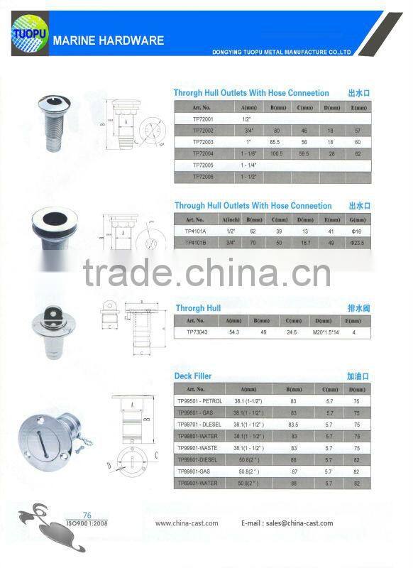 China boat Yacht thru hull,yacht through hull outlet ,marine fitting thru hull,steel hull boat sale