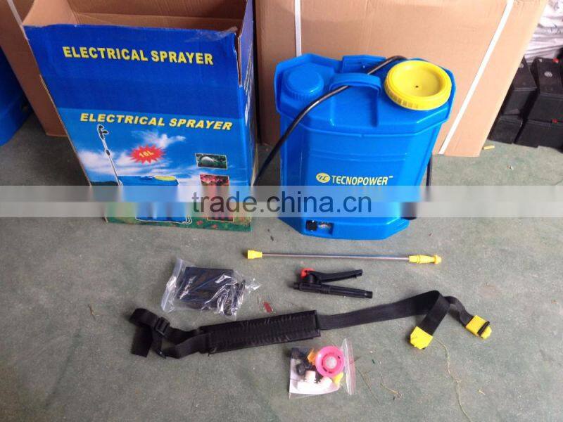 Battery powered sprayer with battery powered backpack sprayer