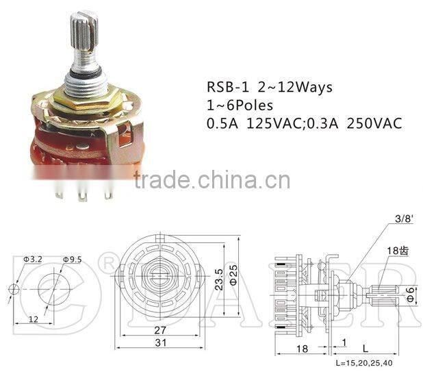 2,3,4...12 position rotary switch