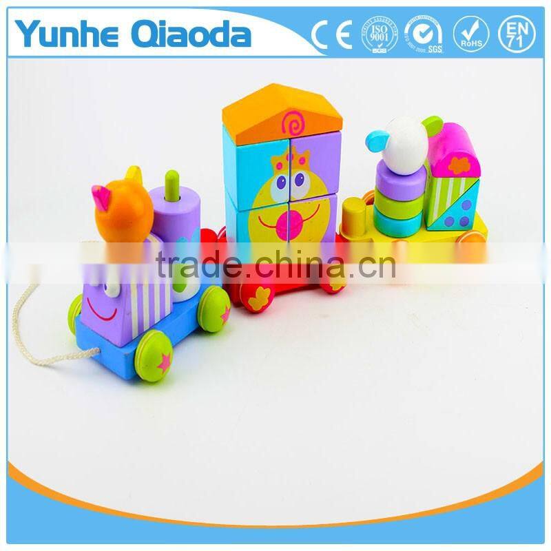 colorful Wood stocking Train Toys animal shape Blocks Education Gift
