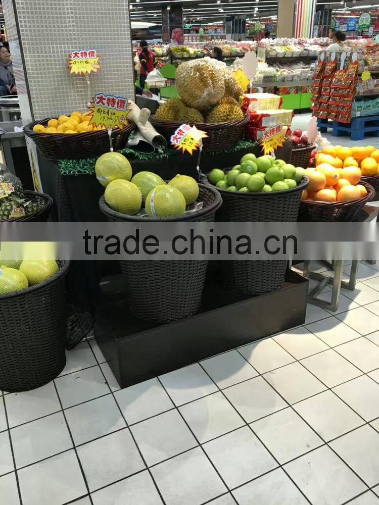 Large capability synthetic rattan woven display basket with stand