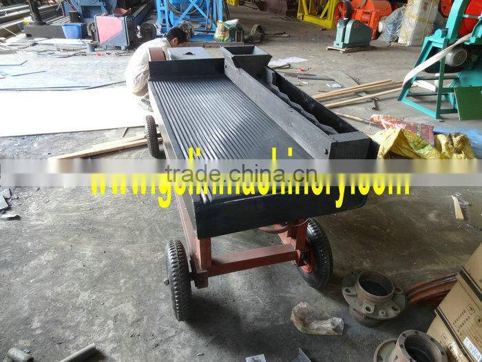 Mini mobile gold shaking table with movable wheels for small scale mining separation