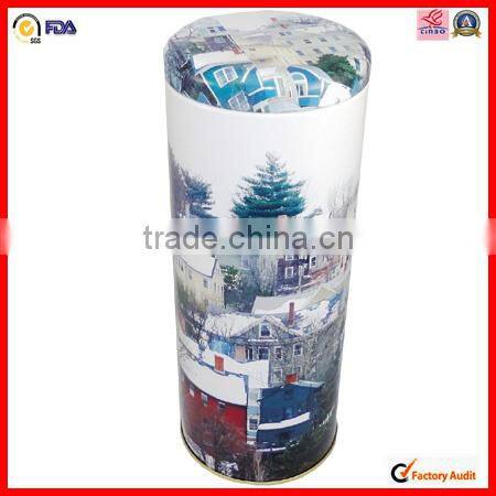 factory sale round red wine tin box
