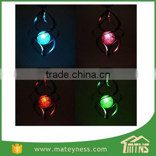Outdoor Garden Solar Power light Saturn Spiral Wind Spinner