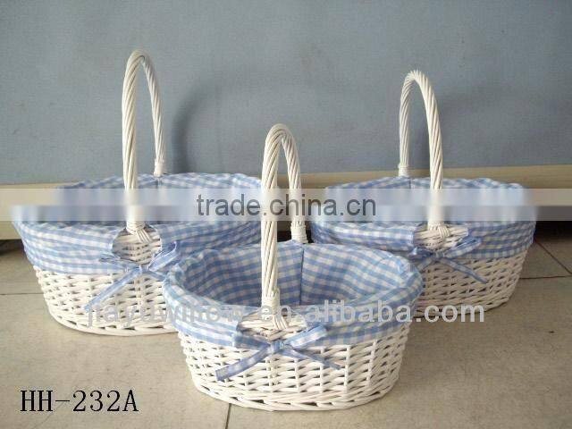 Flower Cotton Fabric willow baskets Wicker storage with handle
