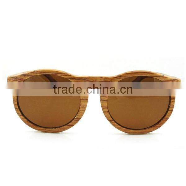 Hot sale zebra wood round colored lenses wood sunglasses