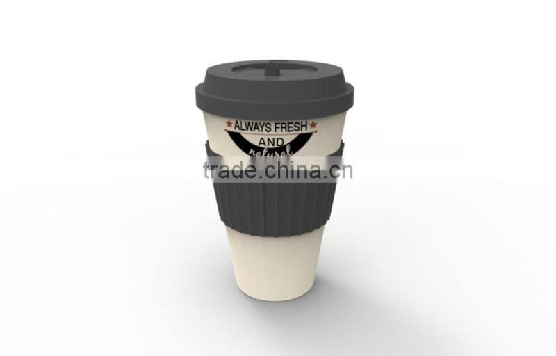 bamboo fiber coffe cup plate fiber mug with green material